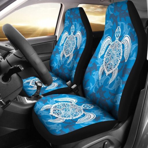 Blue Hawaiian Shark Sea Turtle Pattern Print Universal Fit Car Seat Cover Car Seat Cover 1 g245kp.jpg
