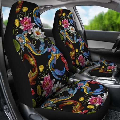 Crochet Koi Fish Lotus Pattern Print Universal Fit Car Seat Cover Car Seat Cover 3 etttnl.jpg