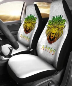 Ethiopia Lion Pattern Africa White Car Seat Covers Africa Zone Car Seat Covers hazrjz.jpg