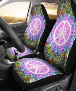 HIPPIE PEACE SIGN CAR SEAT COVER UNIVERSAL FIT Car Seat Cover 1 ur43zi.jpg