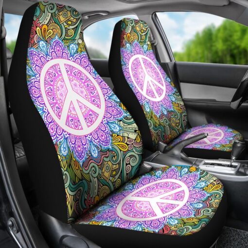 HIPPIE PEACE SIGN CAR SEAT COVER UNIVERSAL FIT Car Seat Cover 3 xnxmua.jpg