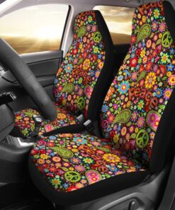 Hippie Paisley Floral Peace Sign Pattern Print Universal Fit Car Seat Cover Car Seat Cover 1 sf0yte.jpg