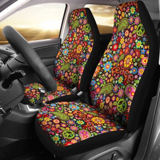 Hippie Paisley Floral Peace Sign Pattern Print Universal Fit Car Seat Cover Car Seat Cover 1 sf0yte.jpg