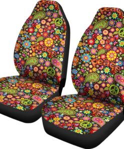 Hippie Paisley Floral Peace Sign Pattern Print Universal Fit Car Seat Cover Car Seat Cover 2 m7n5mn.jpg