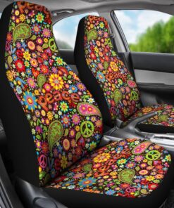 Hippie Paisley Floral Peace Sign Pattern Print Universal Fit Car Seat Cover Car Seat Cover 3 dq3fqy.jpg