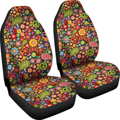 Hippie Paisley Floral Peace Sign Pattern Print Universal Fit Car Seat Cover Car Seat Cover 4 yvfgna.jpg