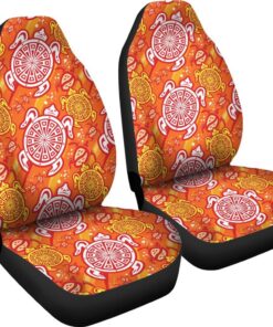 Sea Turtle Hawaiian Orange Pattern Print Universal Fit Car Seat Cover Car Seat Cover 4 izmton.jpg