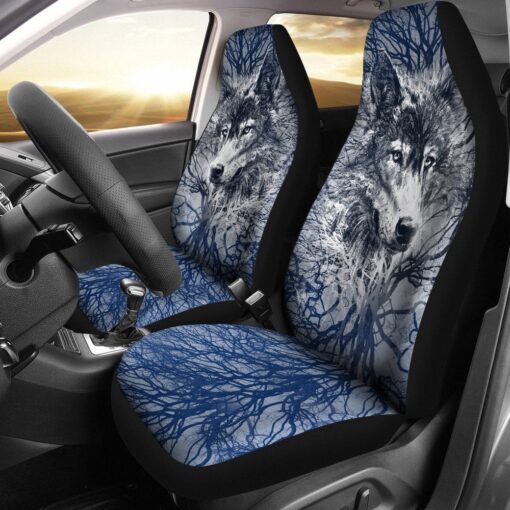WOLF BEHIND TREE SEAT COVERS WITH BLUE Car Seat Cover 1 eums0n.jpg